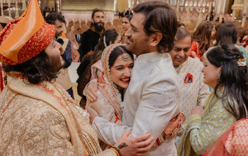 Mahendra Singh Dhoni Shares Heartwarming Photo with Newlyweds Anant Ambani and Radhika Merchant