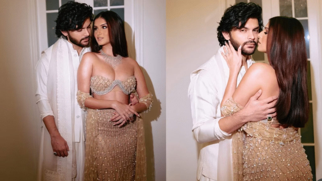 Tara Sutaria Shines in Gold Saree with Veer Pahariya in Intimate Diwali Celebration