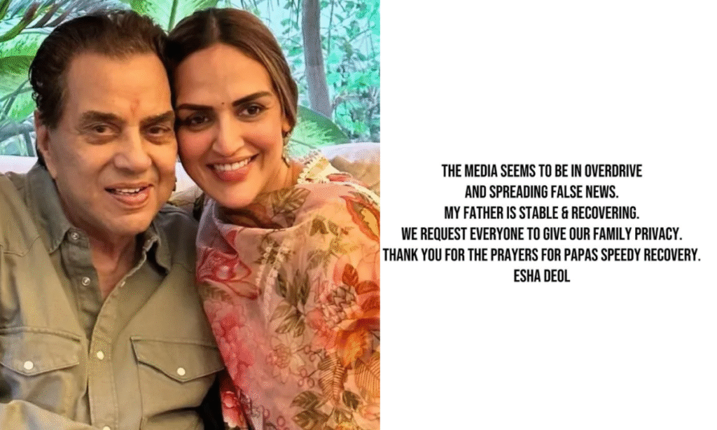 Esha Deol Confirms Dharmendra is Stable and Recovering, Dismisses Death Rumors
