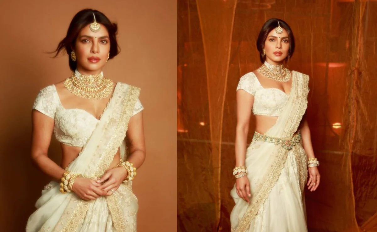 Priyanka Chopra Channels Her 'Inner Devi' in Custom Anamika Khanna at Globetrotter Event For Varanasi